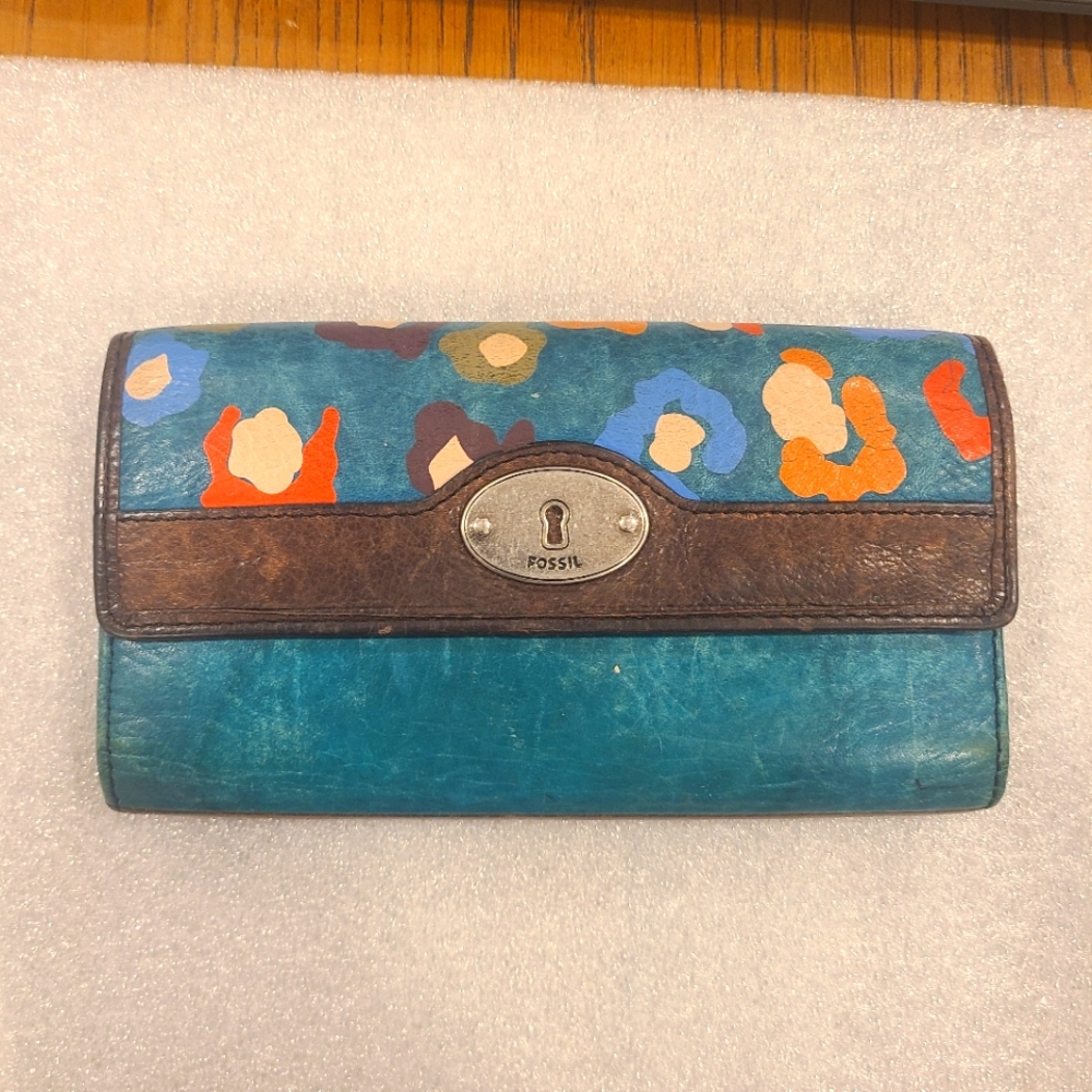Fossil Key Floral Women's Colorful Leather Wallet
